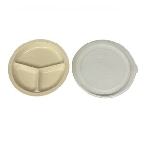 Anchor Hocking Microware Microwave Divided Plate w/Cover Made In USA #PM 486-TI